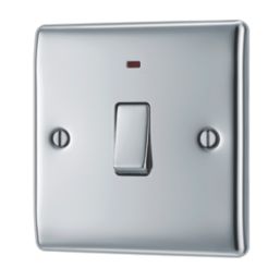 British General Nexus Metal 20A 1-Gang DP Control Switch Polished Chrome with LED