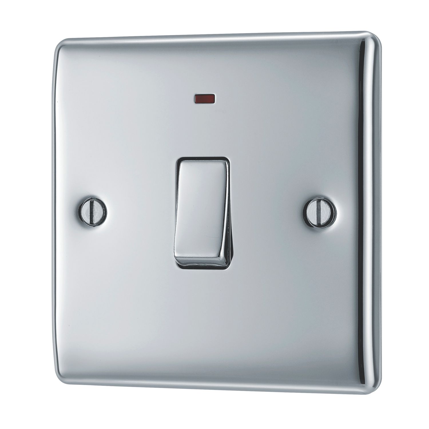British General Nexus Metal 20A 1-Gang DP Control Switch Polished Chrome with LED (755FT)