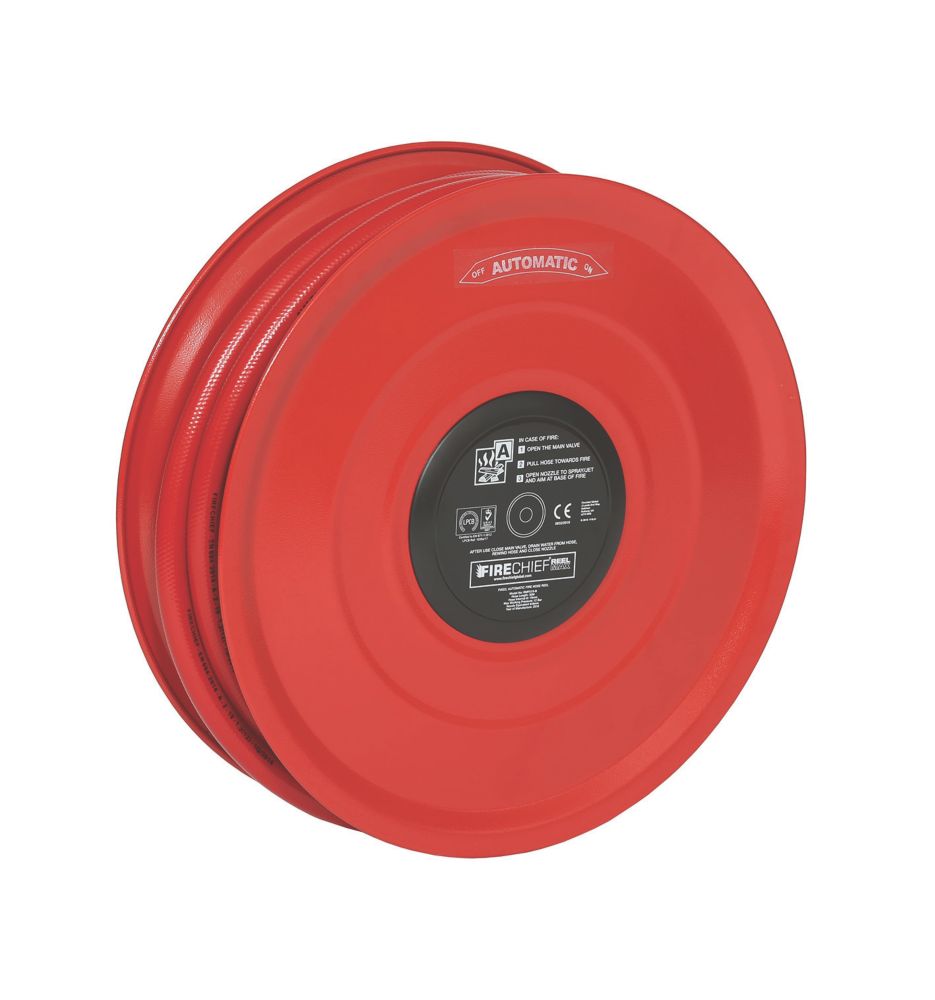 Firechief Fixed Automatic Fire Hose Reel 30m x 3/4" (19mm) Red Screwfix
