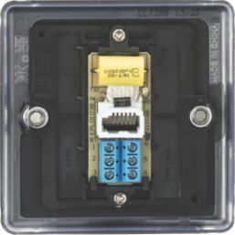 Knightsbridge  1-Gang Master Telephone Socket Matt Black with Colour-Matched Inserts