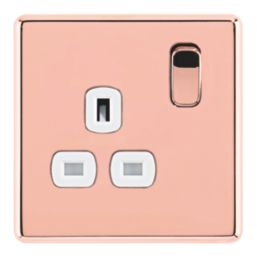 Arlec  13A 1-Gang SP Switched Socket Rose Gold  with White Inserts