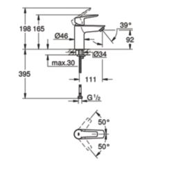 Grohe Quickfix Start Chrome 165mm Standard Lever Mono Basin Mixer Tap