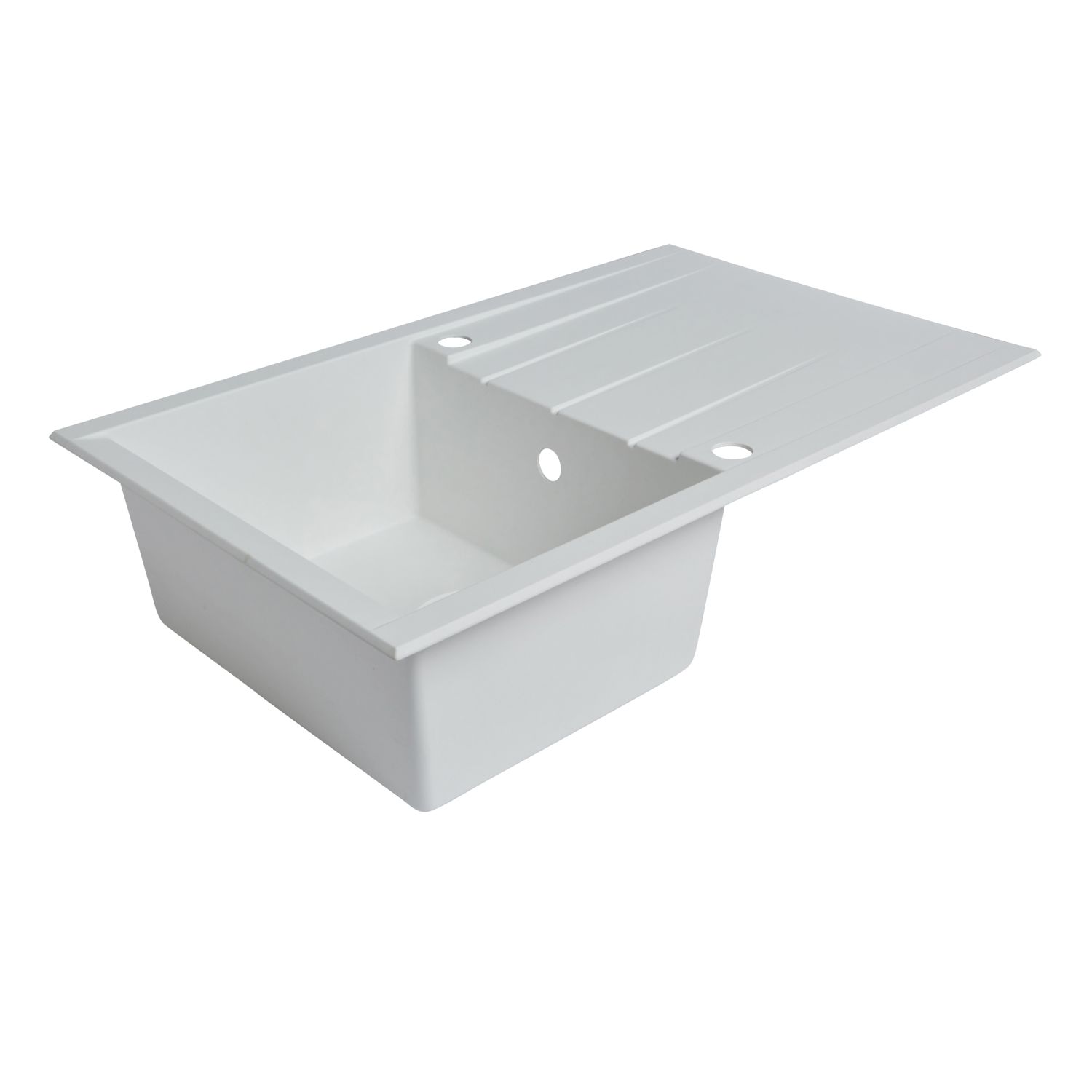1 Bowl Plastic & Resin Kitchen Sink & Drainer White Reversible 800mm x 500mm (7567K)