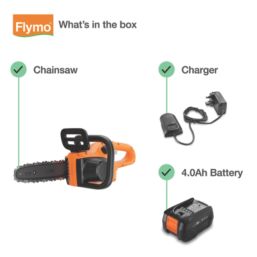 Flymo 970752001 18V 1 x 4.0Ah Li-Ion Power for All Brushless Cordless 25cm Chainsaw