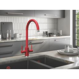 ETAL Sorrento Twin Lever Kitchen Mixer Tap Matt Red