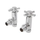 Flomasta  15mm x 1/2" Chrome Angled Traditional Manual Radiator Valve Head & Body  2 Pack