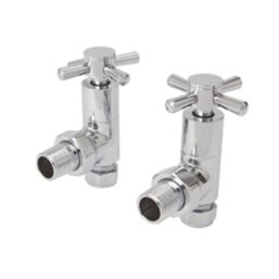 Flomasta  15mm x 1/2" Chrome Angled Traditional Manual Radiator Valve Head & Body  2 Pack