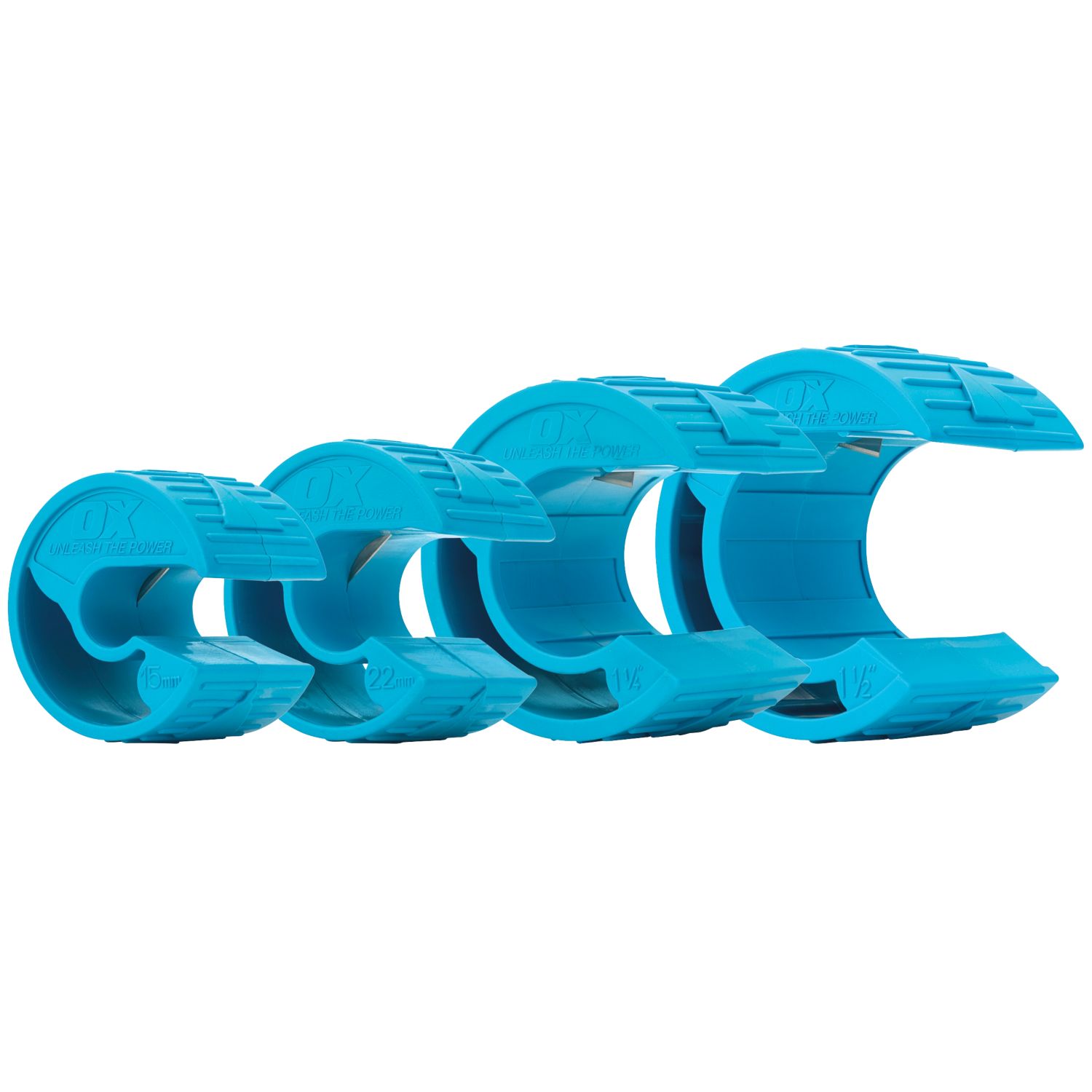 OX PolyZip 15, 22, 35 & 42mm Manual Plastic Pipe Cutter Set 4 Pieces (756HV)