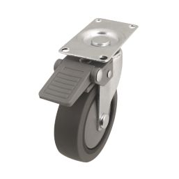 TPR Braked Swivel Castor 75mm Grey