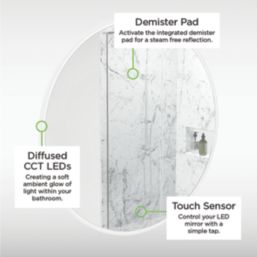 Sensio Como Round Illuminated CCT Bathroom Mirror With 1900lm LED Light 1000mm x 1000mm
