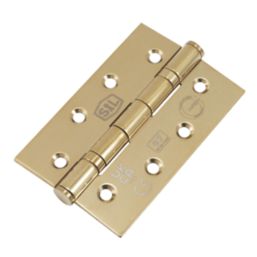 Smith & Locke  Brushed Brass Grade 7 Fire Rated Ball Bearing Hinges 102mm x 67mm 2 Pack