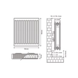 Flomasta 700mm x 700mm 3631BTU White Type 21 Convector Radiator