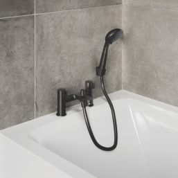 Swirl Caldew Black 120mm Deck Mounted Dual Control Manual Shower Mixer Tap