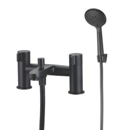 Swirl Caldew Black 120mm Deck Mounted Dual Control Manual Shower Mixer Tap