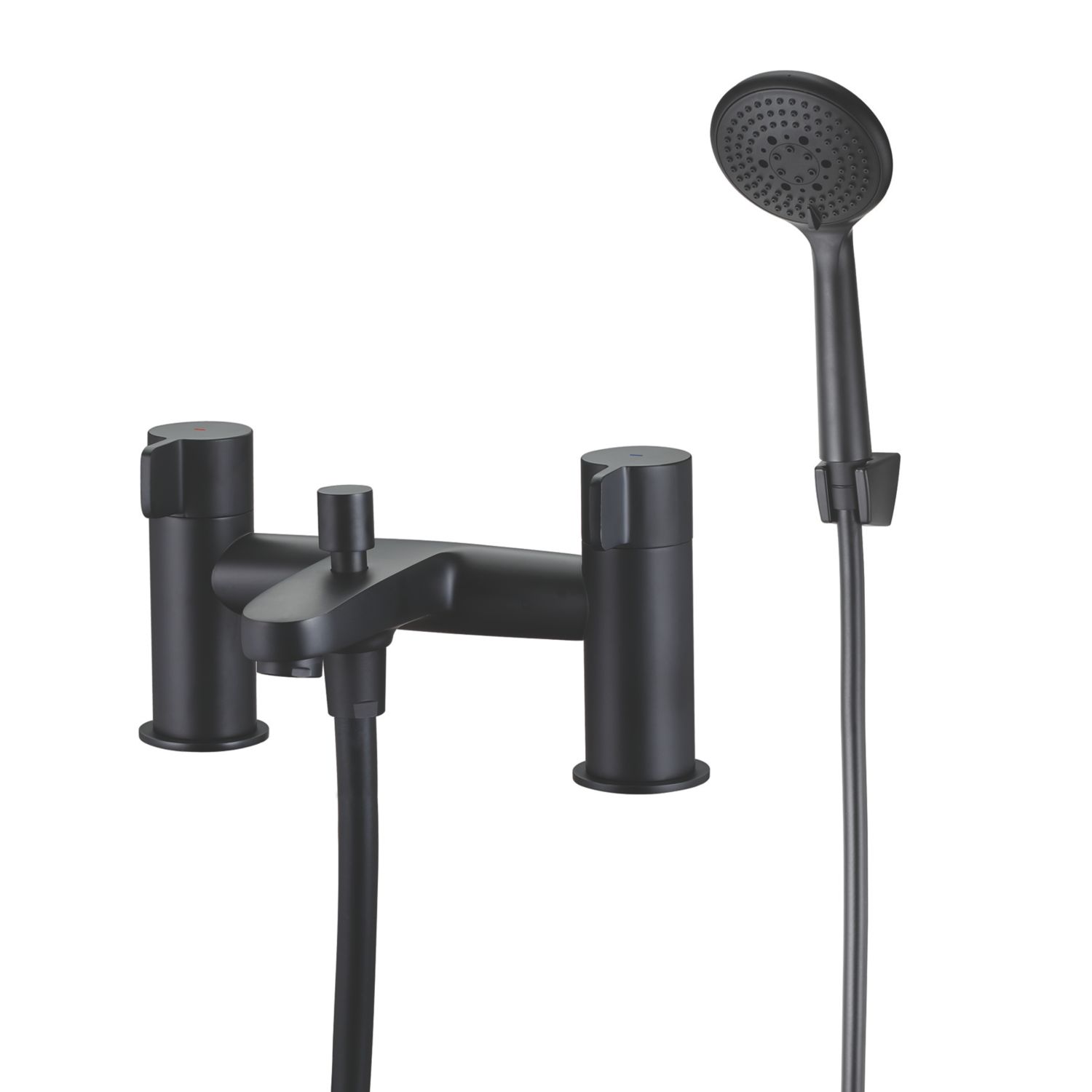 Swirl Caldew Black 120mm Deck Mounted Dual Control Manual Shower Mixer Tap (756XX)