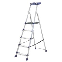 Werner Aluminium 1.7m 5 Step Platform Step Ladder With Handrail