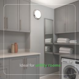 4lite KUDO Indoor & Outdoor Maintained Emergency Round LED Wall/Ceiling Light Bulkhead  Chrome 18W 1700lm