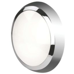 4lite KUDO Indoor & Outdoor Maintained Emergency Round LED Wall/Ceiling Light Bulkhead  Chrome 18W 1700lm
