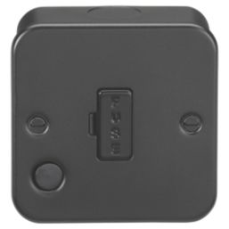 Knightsbridge  13A Unswitched Metal Clad Fused Spur & Flex Outlet  Black