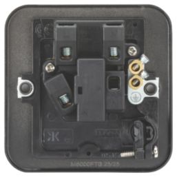 Knightsbridge  13A Unswitched Metal Clad Fused Spur & Flex Outlet  Black