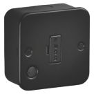 Knightsbridge  13A Unswitched Metal Clad Fused Spur & Flex Outlet  Black