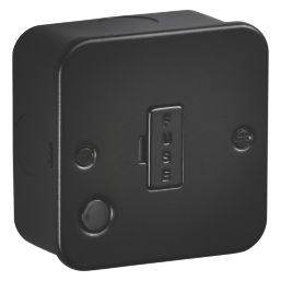Knightsbridge  13A Unswitched Metal Clad Fused Spur & Flex Outlet  Black