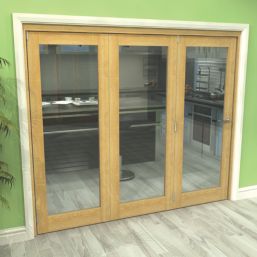 Green & Taylor  3-Door 1-Clear Light Unfinished Oak Wooden Shaker Internal Bi-Fold Door 2060mm x 2361mm