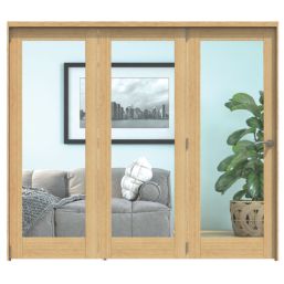 Green & Taylor  3-Door 1-Clear Light Unfinished Oak Wooden Shaker Internal Bi-Fold Door 2060mm x 2361mm