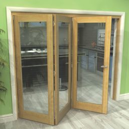 Green & Taylor  3-Door 1-Clear Light Unfinished Oak Wooden Shaker Internal Bi-Fold Door 2060mm x 2361mm