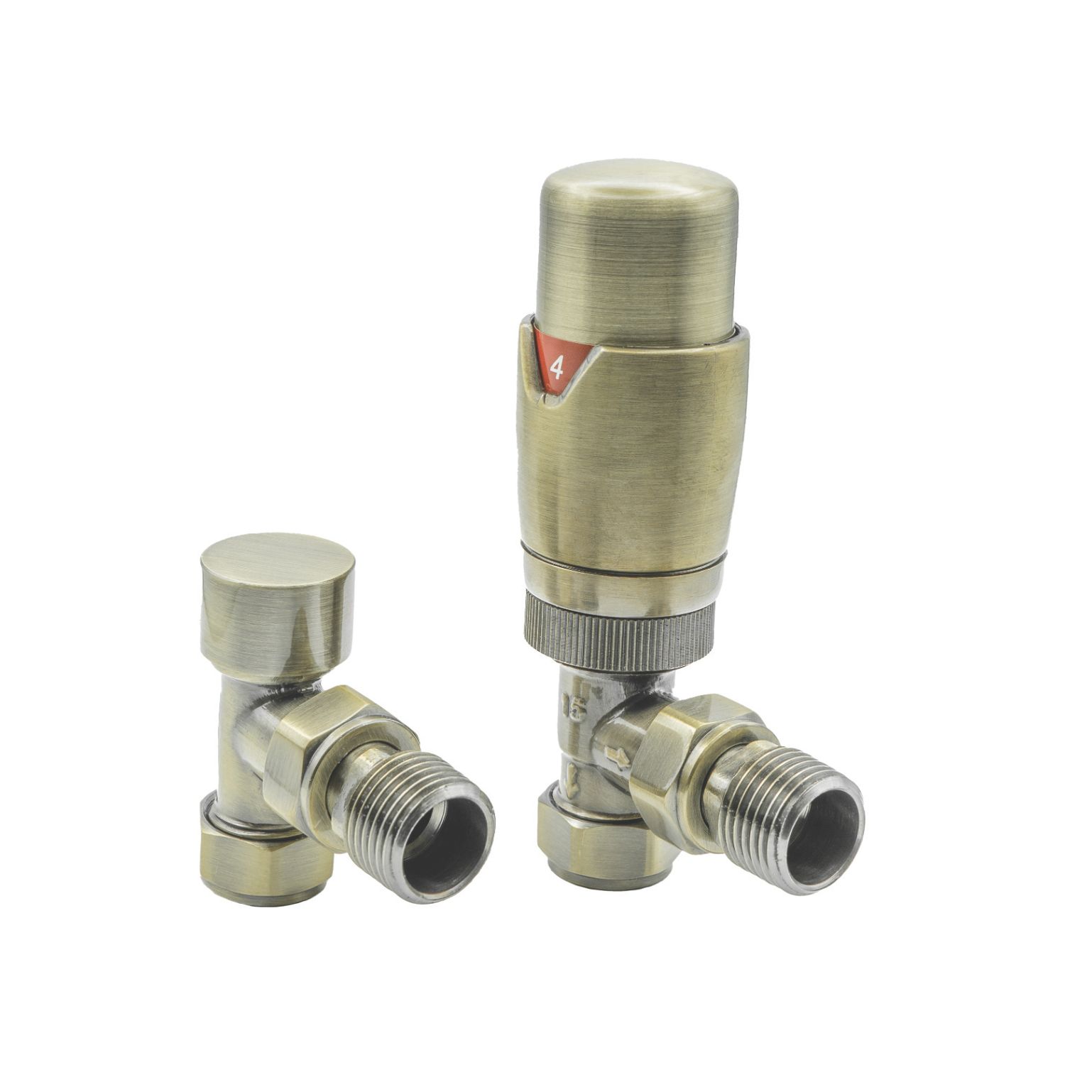 Reina Modal TRV 15mm x 15mm Oiled Bronze Angled & L/S Designer Thermostatic Radiator Valve & Lockshield (757EE)