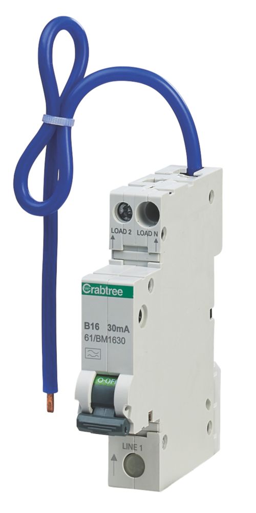 Crabtree Starbreaker 16A 30mA SP & N Type B  Mini-RCBO