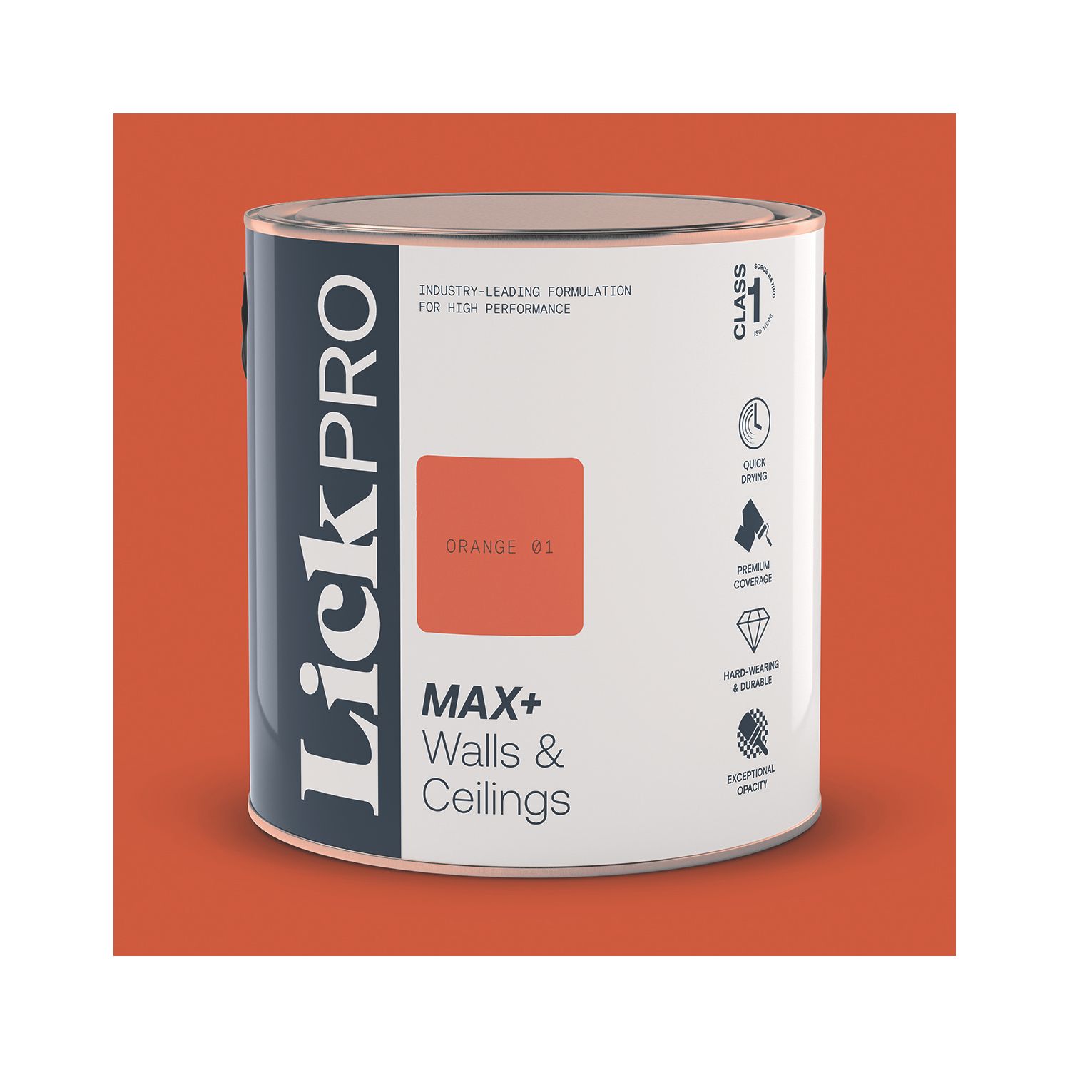 LickPro Max+ 2.5Ltr Orange 01 Matt Emulsion Paint (757JY)