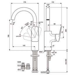 Ideal Standard Ceraplan Silk Black 280mm Standard Lever Mono Basin Mixer Tap