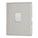 Contactum Lyric 1-Gang Master Telephone Socket Brushed Steel with White Inserts