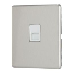 Contactum Lyric 1-Gang Master Telephone Socket Brushed Steel with White Inserts