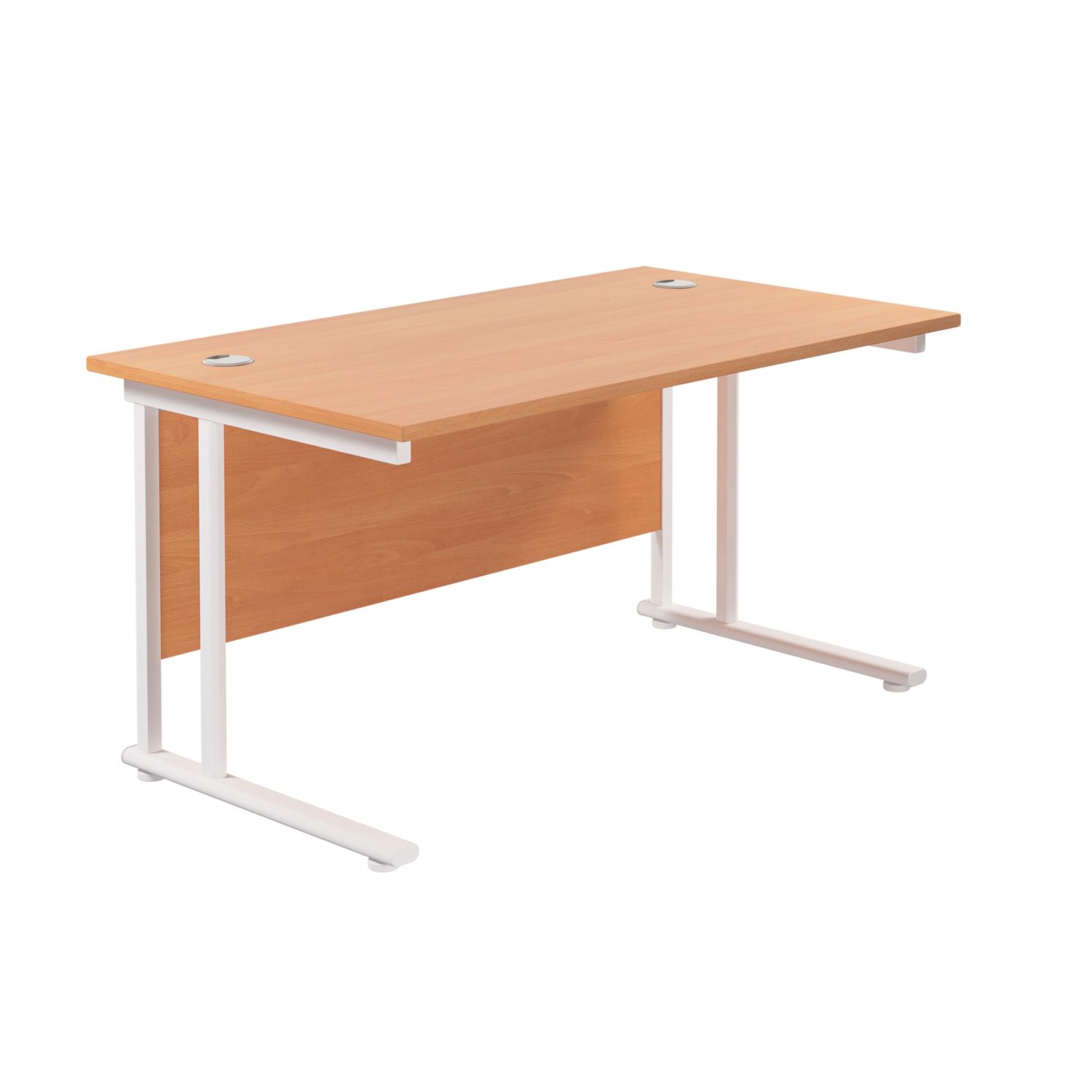TC Group Aztec Twin Upright Rectangular Office Desk Beech/White 1400mm x 600mm (757TT)