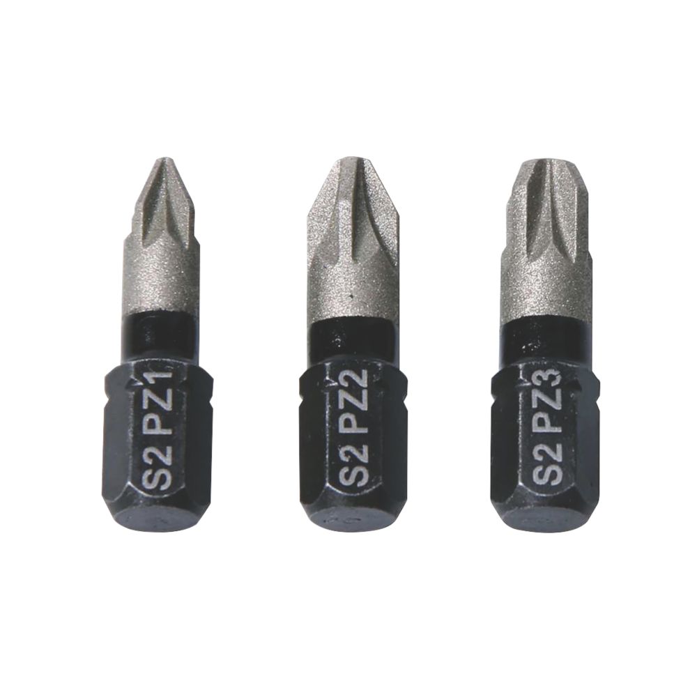 Erbauer 1/4" Hex Shank Mixed Diamond Impact Screwdriver Bits 3 Pieces