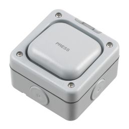 MK  IP66 10A 1-Gang 1-Way Weatherproof Outdoor Switched Push Switch with Neon