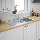 1.5 Bowl Stainless Steel Kitchen Sink & Drainer  1000mm x 500mm