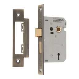 Smith & Locke  3 Lever Antique Brass Mortice Sashlock 65mm Case - 44mm Backset