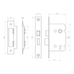 Smith & Locke  3 Lever Antique Brass Mortice Sashlock 65mm Case - 44mm Backset