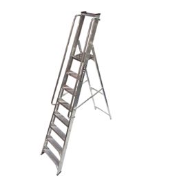 Lyte Aluminium 2.71m 8 Step Platform Step Ladder With Handrail
