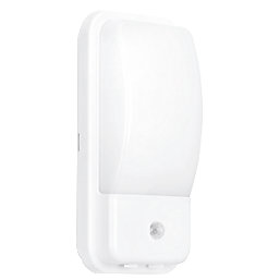 Enlite UtiliteX Outdoor Rectangular LED Security Bulkhead With PIR Sensor White 10W 880lm