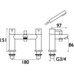 Bristan Blitz Chrome 151mm Deck Mounted Dual Control Manual Shower Mixer Tap