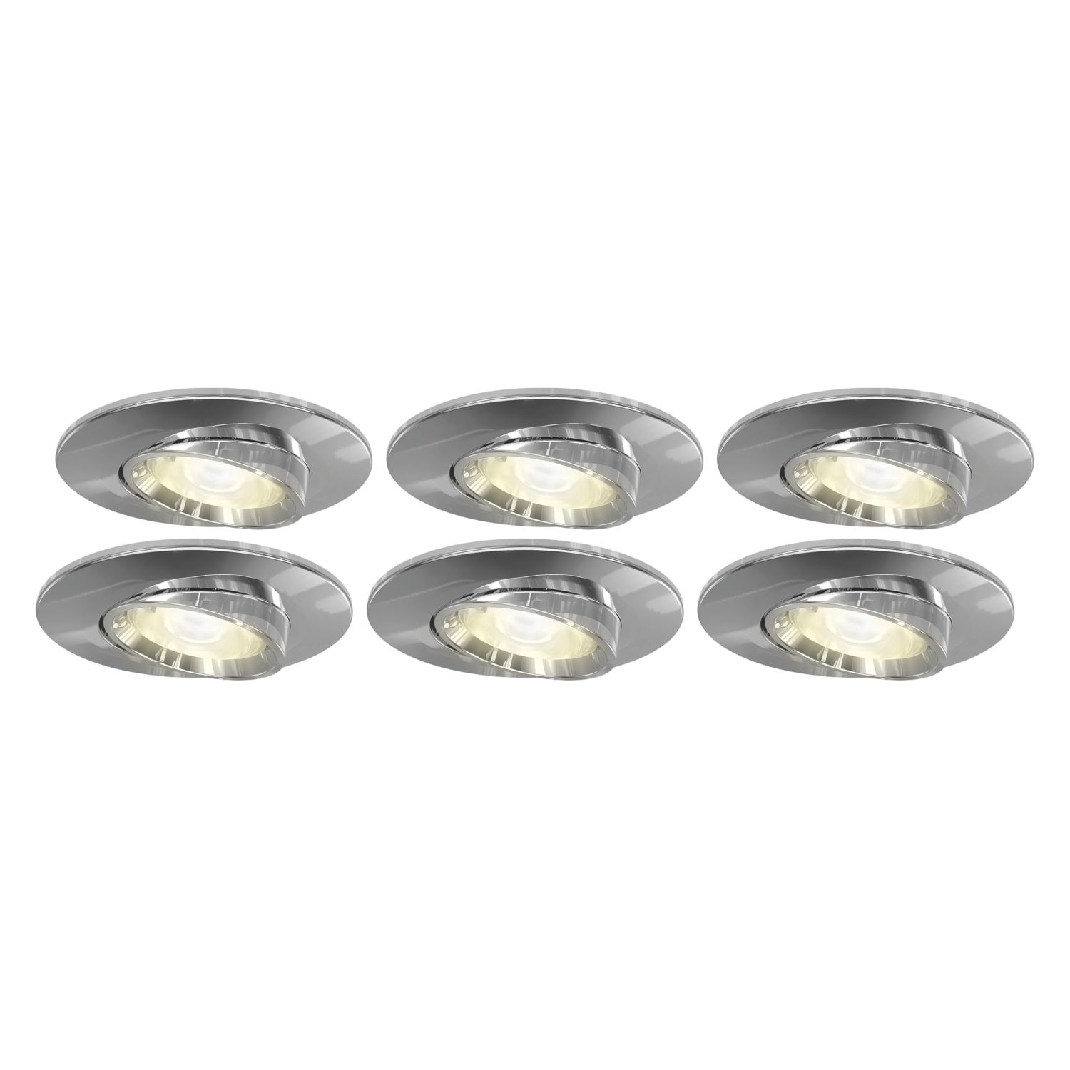 4lite Tilt Fire Rated GU10 Downlights Chrome 6 Pack (758GR)