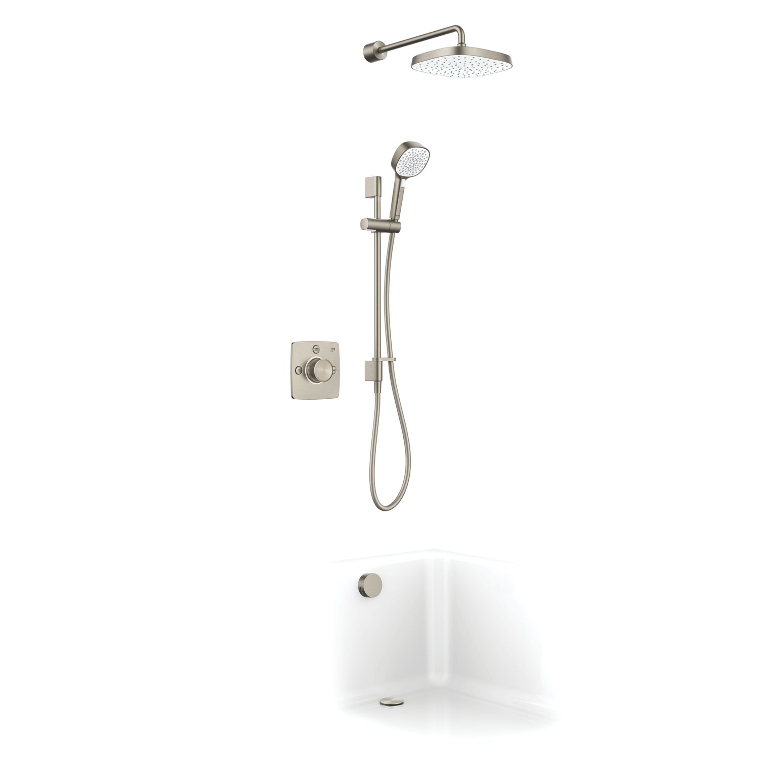 Mira Evoco Rear-Fed Concealed Brushed Nickel Thermostatic Built-In Mixer Shower with Diverter & Bath Fill (758JF)