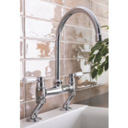 Streame by Abode ACT3021 Traditional Deck Mounted Bridge Mixer Chrome
