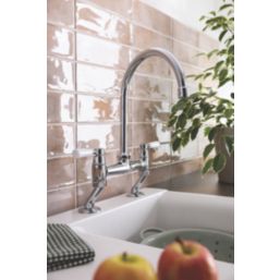 Streame by Abode ACT3021 Traditional Deck Mounted Bridge Mixer Chrome