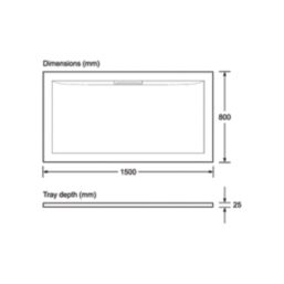 Mira Flight Level Safe Rectangular Shower Tray White 1500mm x 800mm x 25mm
