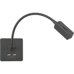 Knightsbridge  LED Reading Light Anthracite 2W 55lm + 2.4A 2-Outlet Type A USB Charger